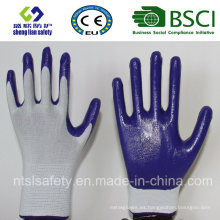 Escudo de poliéster con guantes de trabajo revestidos de nitrilo (SL-N102)